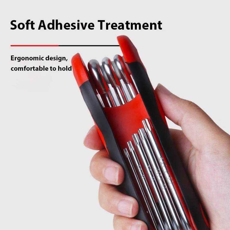 8 In 1 Folding Hexagonal Wrench Set Motorcycle Universal Portable Service Kit Motorbike Repair Tools T-shaped Screwdriver