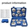 15pcs Cap Oil Filter Wrench Socket Set Car Hand Remover Tool Kit 1/2inch 12.5mm Square Drive Car