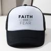 Faith Over Fear Print Mesh Trucker Hat Unisex Polyester Breathable Casual Baseball Cap Adjustable
