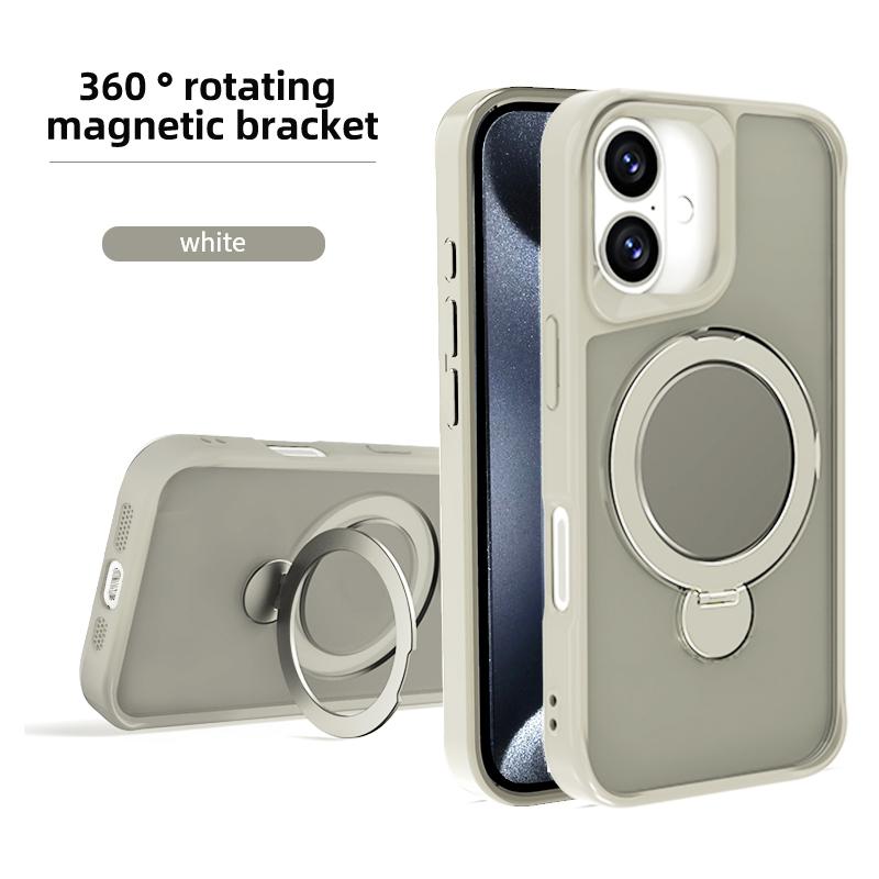

Magsafe Магнитный Металлический Кронштейн-Кольцо с Вращением на 360° Матовый Чехол-Бампер для iPhone 16 Pro Max 14 11 12 13 15 Pro Max For iPhone 11 белый