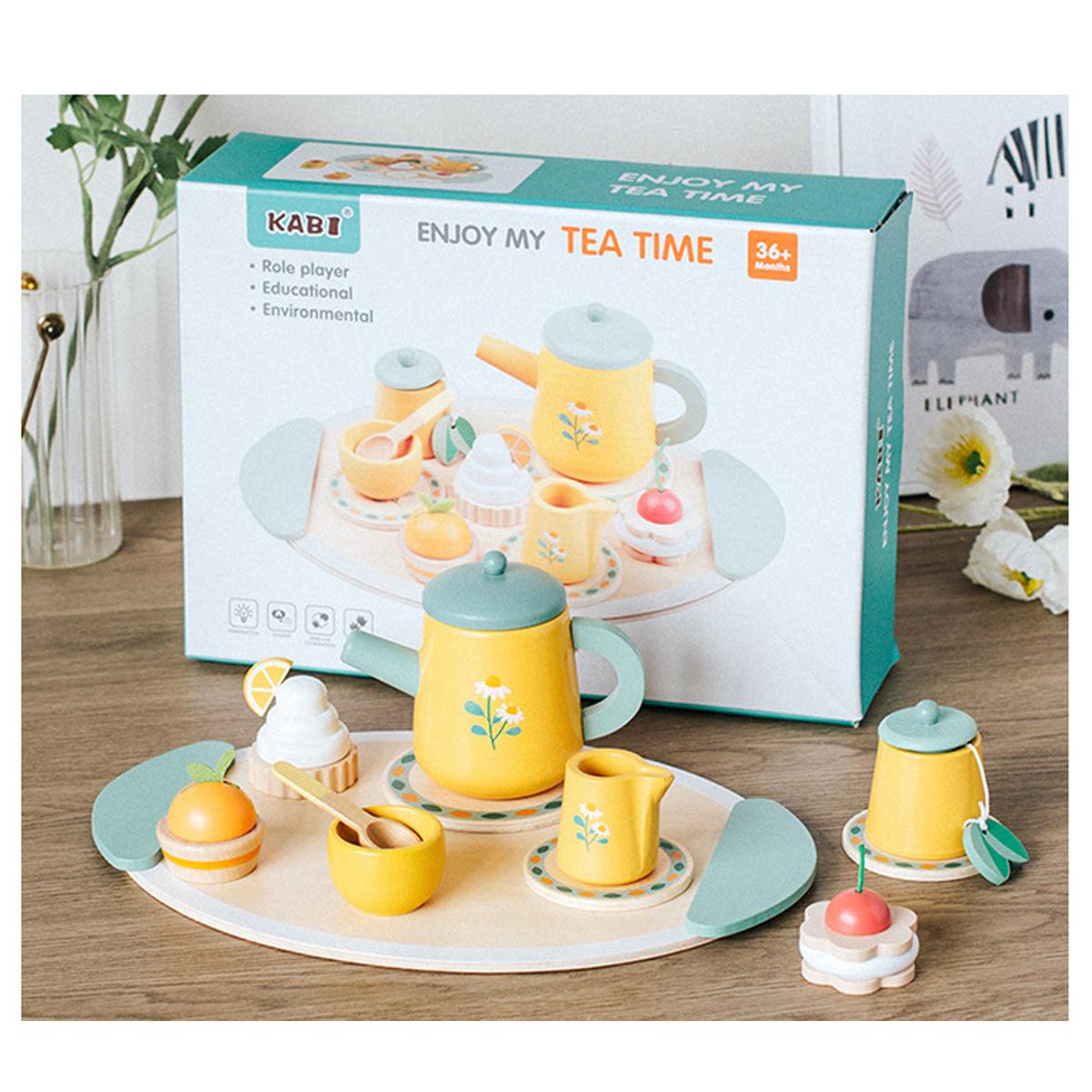 

Wooden Afternoon Tea Cake Set Pretend Play Toy Kids Kitchen Food Toys Imitation Game Early Educational Montessori Toys Gift