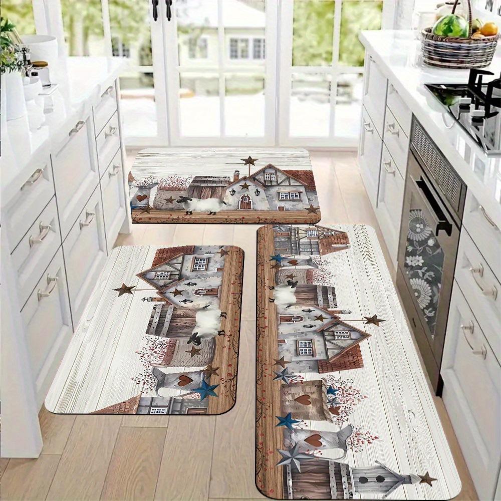 1 tapis de cuisine anti-fatigue, imprimé galets, imperméable, antidérapant, épais, rembourré, tapis de cuisine très résistant et confortable pour la cuisine