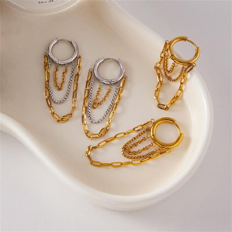 Minimalists Tassels Earrings with Chain Accent Stainless Steel Drop Designs for Everyday Elegant