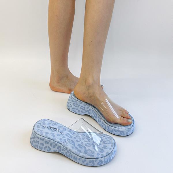 Fashion Leopard Shoes Womens Slippers Outdoor Transparent Heel Slides Pantofle Platform Rubber Flip Flops Shale Female Beach 2025 Hawaii