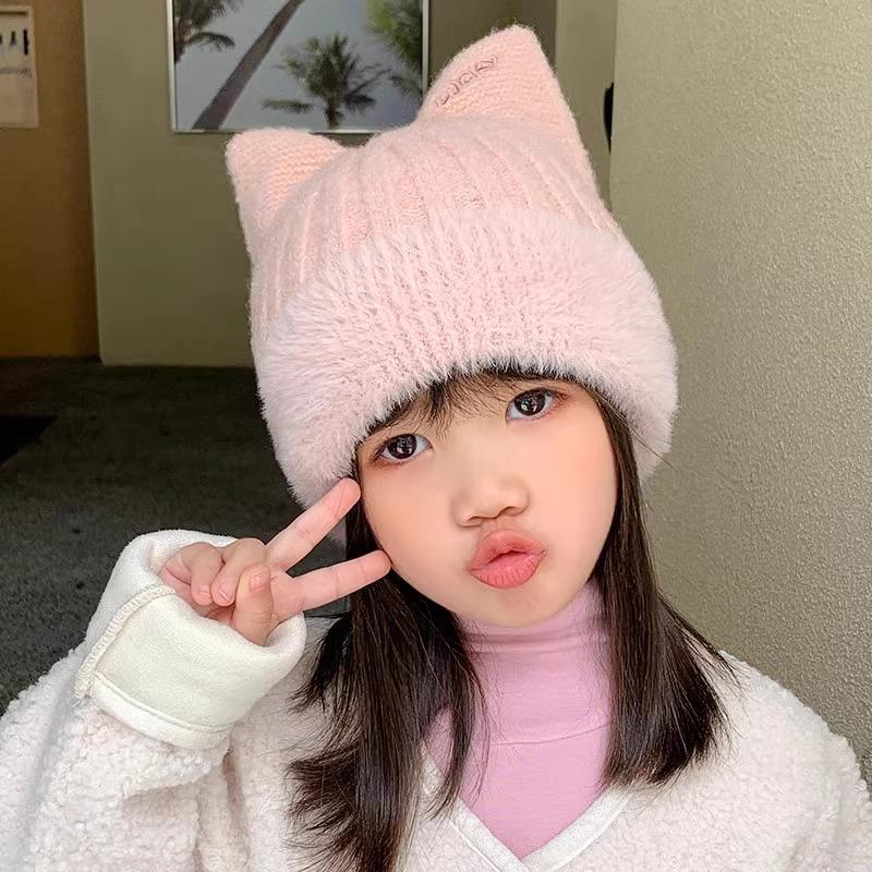 

Вязаная шерстяная шапка для девочек с защитой ушей - Милая, теплая и утолщенная для осени и зимы 3-8 years (46-52cm)