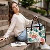 Floral Pattern Casual Tote Bag for Daily Shopping Commute Portable Stylish Shoulder Handbag
