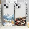 Creative Winter Ski Village Scenery Clear Phone Case for IPhone 16 15 14 11 12 13 Pro Max 7 8 14 Plus 13 Mini X XS XR Soft Cover