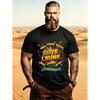 Herren schwarzes Kurzarm-T-Shirt mit lebendigem Grafikdruck, Rundhalsausschnitt, lockere Passform, weiches Baumwollgefühl, kühnes Typografie-Design für legere Alltagskleidung