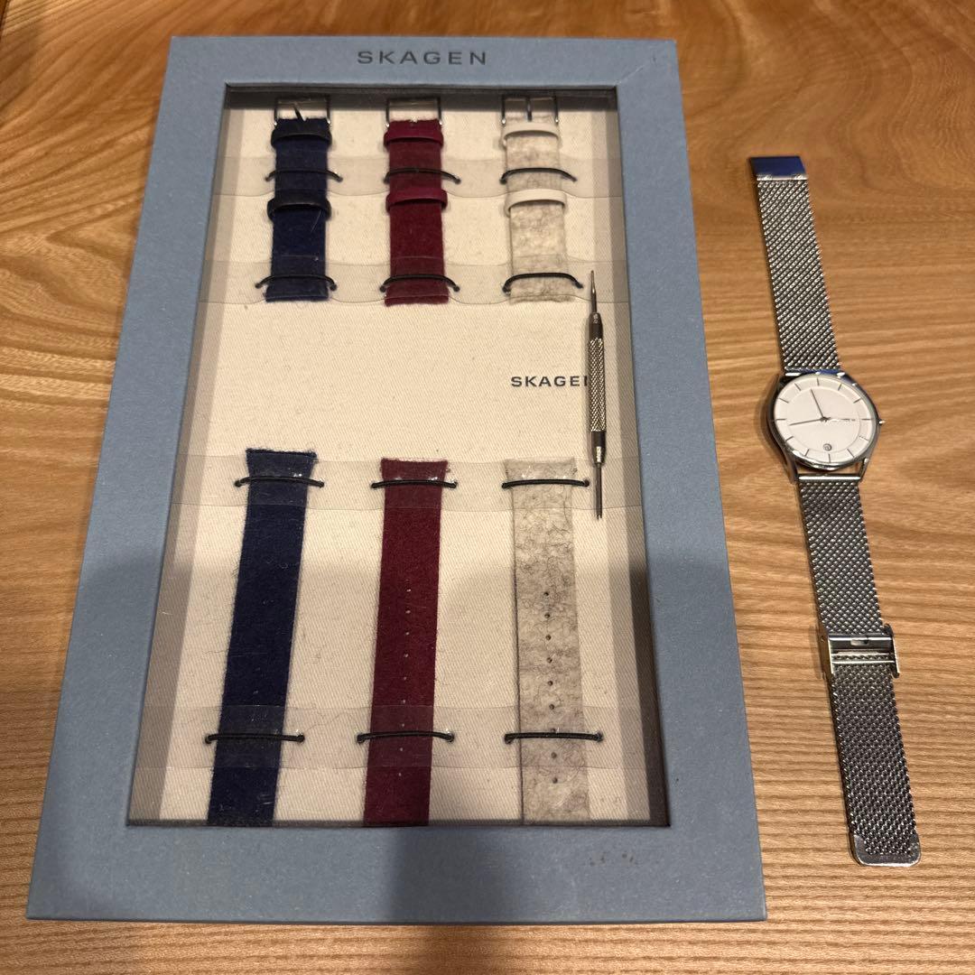 Used SKAGEN Quartz Watch Mesh Band 4 Straps