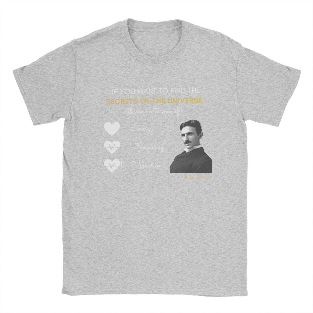 Nikola Tesla Tajemství Vesmíru Pánská Trička Vintage Tričko Krátký Rukáv Kulatý Výstřih Trička 100% Bavlna Nápad na Dárek Topy