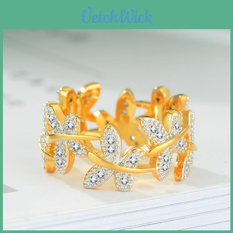 Elegant Butterfly Gold Plated Ring For Women With Unique Geometric Design And Sparkling Gemstone