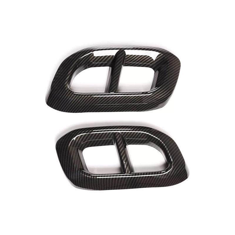 For Mercedes Benz GLE350 GLE450 GLC GLS W167 X253 X167  Car Carbon Fiber Texture Muffler Exhaust Pipe Tail Cover Trim 2pcs