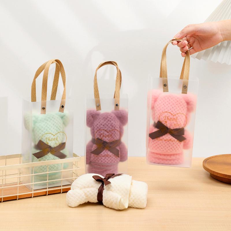 Coral Fleece Bear Towel Gift Box for Weddings and Promotions