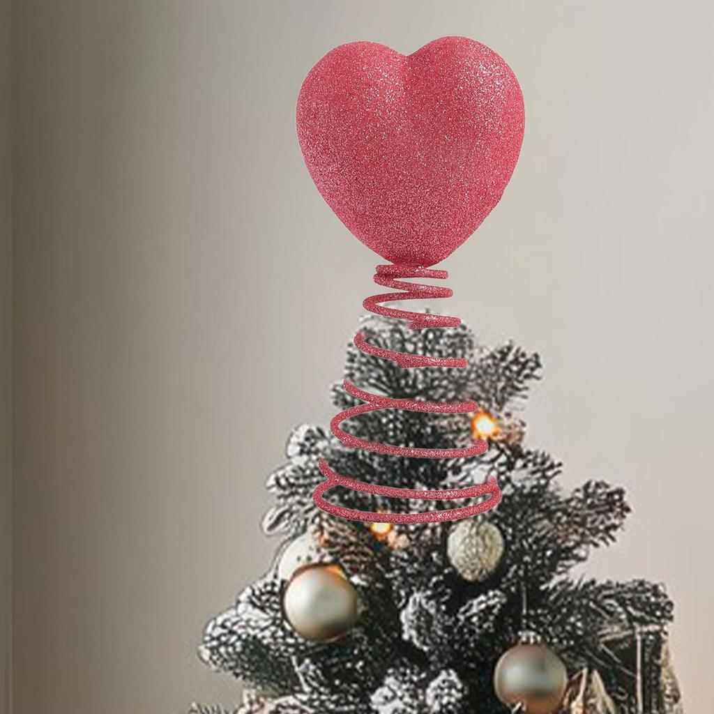 Christmas Tree Topper Romantic Heart Shaped Foam Plastic Treetop for Home Decor Wedding Anniversary Celebration