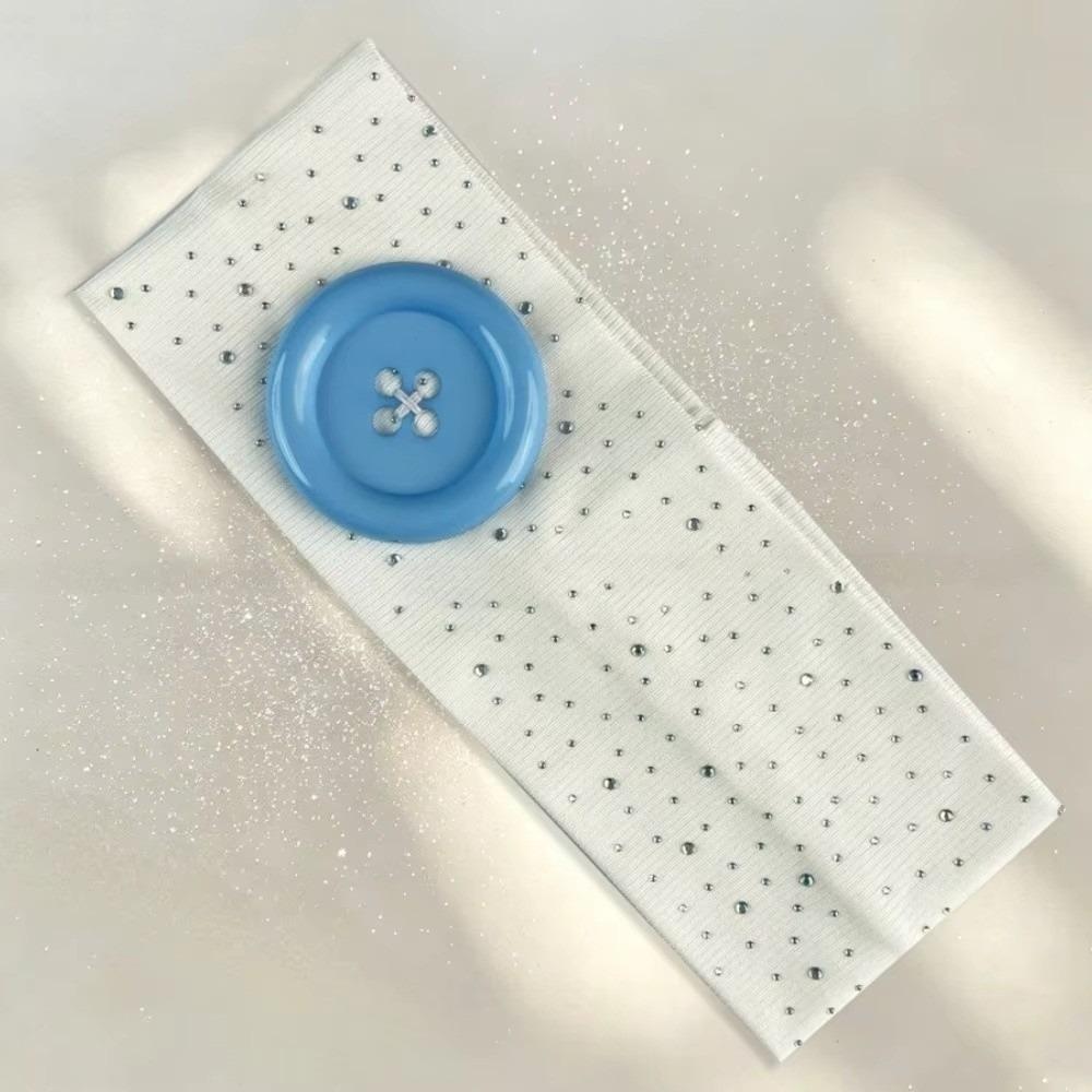 New Large Button Button Hairband Colorful Vintage Style Elastic Hairband Stretchable Polyester Retro Headband Women
