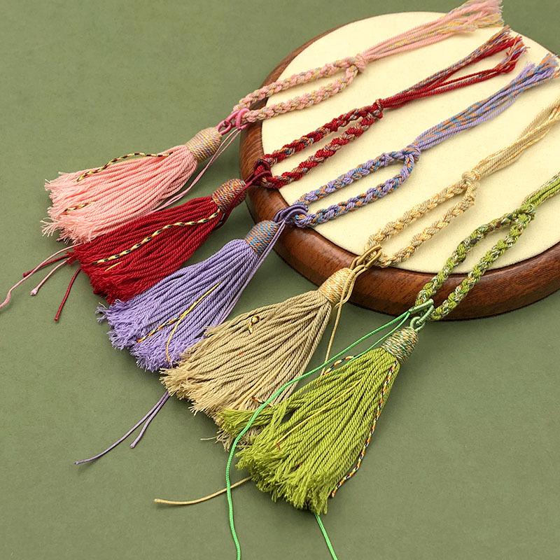 Tibetan Handwoven Cotton Tassel Keychain & Car Pendant with Four-Strand Braid