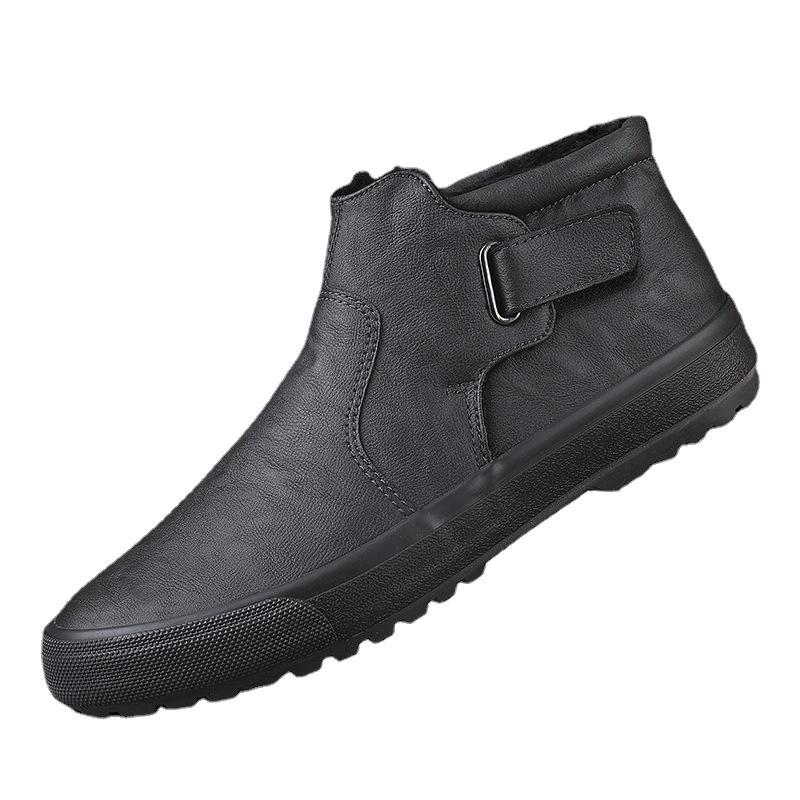 Men's 2026 Winter High-Top Casual Leather Shoes - Warm & Comfortable Korean Style Trendy Sneakers