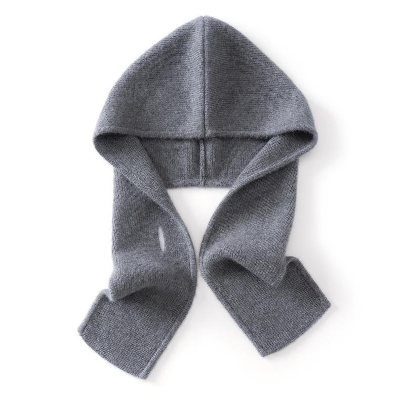 Flat Cashmere Hat Scarf Integrated Women's Winter One-piece Neck Cover Hat Warm Ear Protection Knitted Wool Pullover Hat