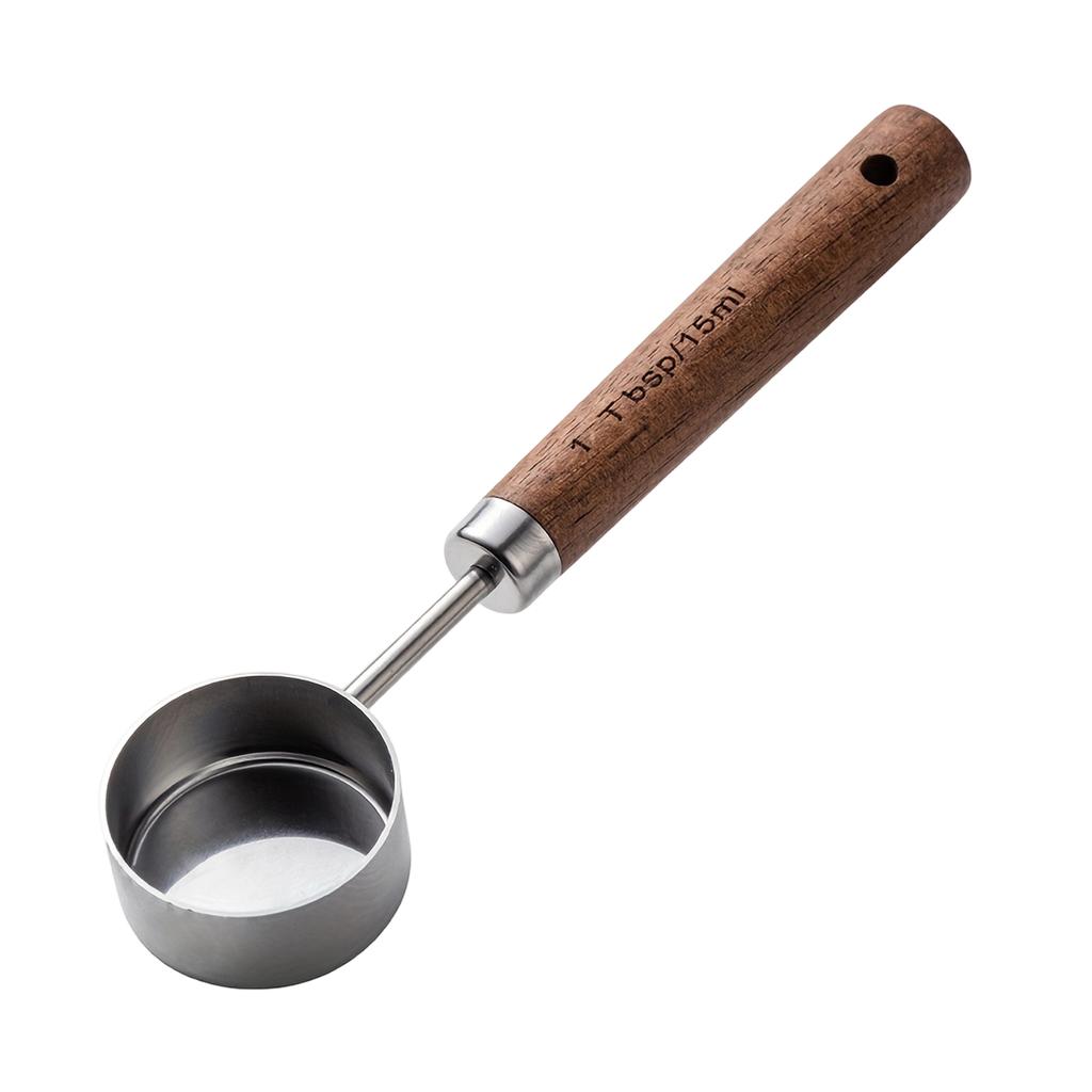 Wooden Handle Coffee Scoop 15ml Stainless Steel Measuring Spoon for Coffee Tea Baking Powder and Kitchen Use