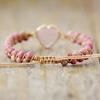 BLINGBAY Bracelet Femme Pêche en Forme de Coeur Double Couche Pierre Naturelle Bracelet tissé à la Main Bracelet réglable Fille fête Anniversaire Bijoux Cadeau