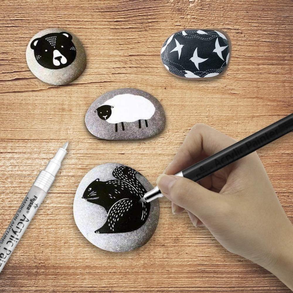 Plastic Paint Pens Black White Paint Pen Acrylic Paint Pens Acrylic Markers  for DIY