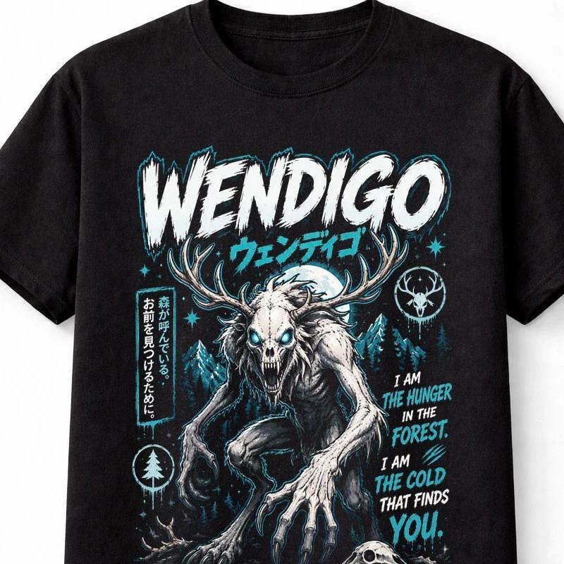 Wendigo Cryptid Horror Monster Gothic Forest Graphic Unisex TShirt S