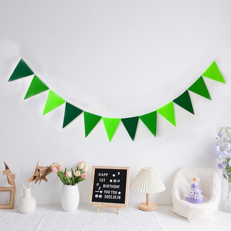 Retro Mori Brown Non-woven Kindergarten Decoration Pennant – Colorful Outdoor Birthday Flag String