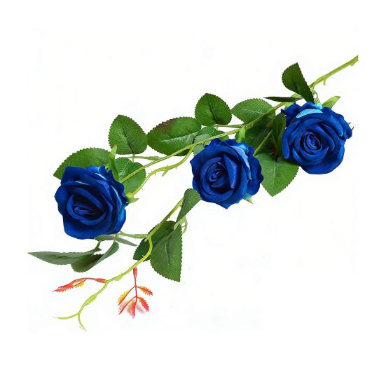 Artificial Rose Flower 3 Heads Full Blooming Fake Silk Roses Bouquet with Stem for DIY Vase Home Wedding Party Centerpiece