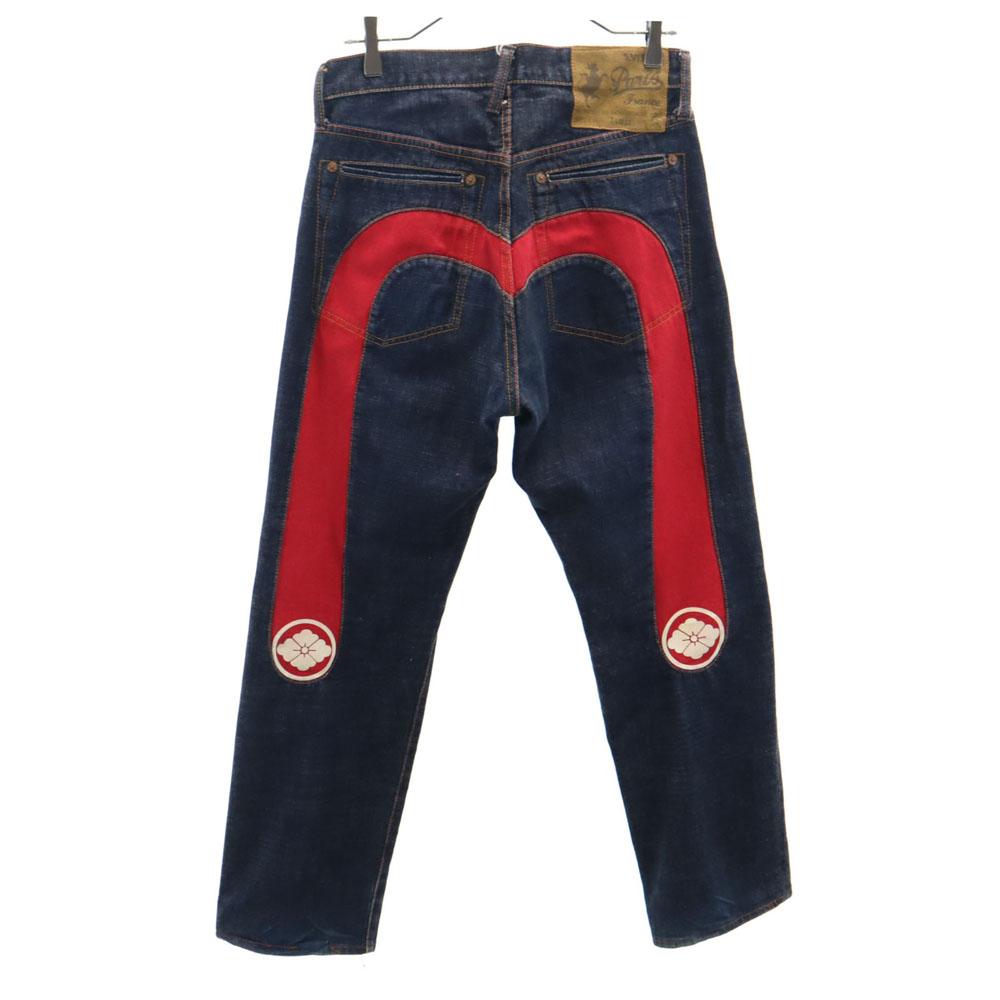 Evisu 1460 Utskåret Daikoku Familievåpen Maling Måkerød ører Denimbukser Herre Brukt