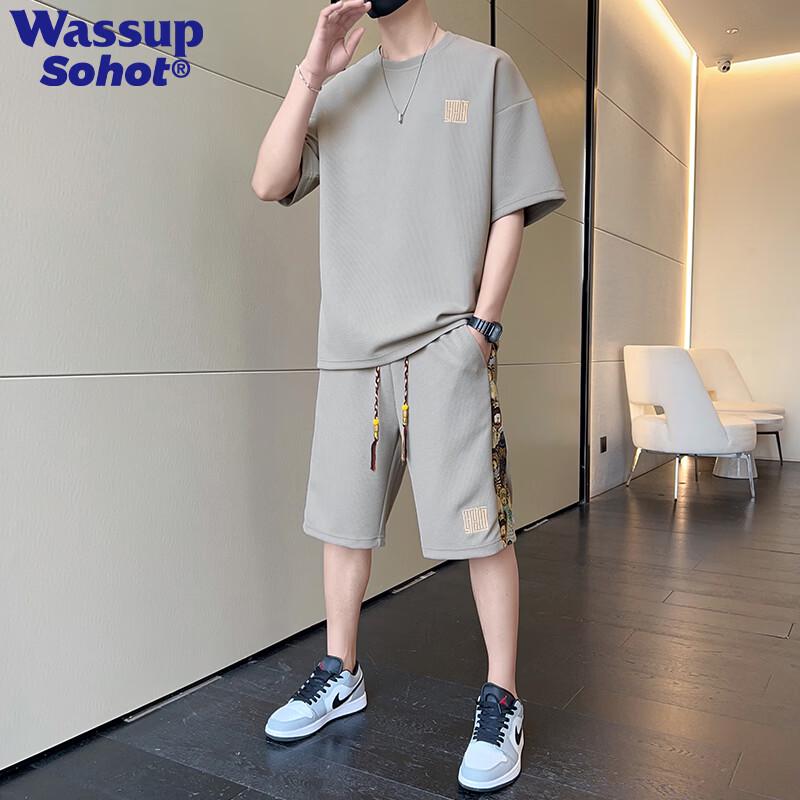 Wassup Sohot Men s Short Sleeve Tops & Casual Sets 7XL