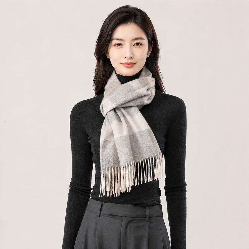 Tianshan 100% Cashmere Plaid Scarf