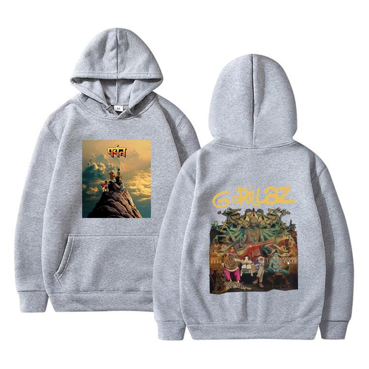 Rock Band Gorillaz The Mountain Tour Graphic Hoodie Men Women Fashion Casual Oversized Sweatshirt Male Vintage Fleece Hoodies