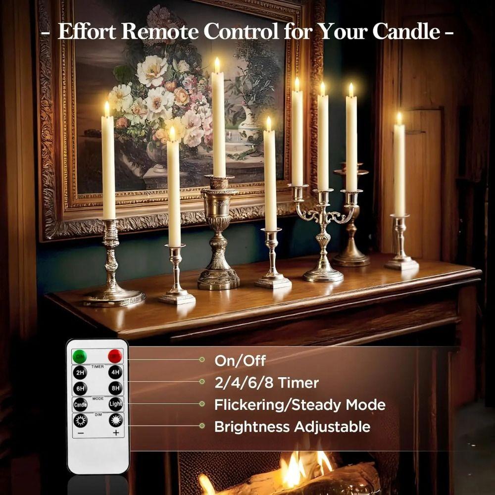 Remote Controlled 3D Flame Flickering Candles Real Waxy Texture Fake Candle Lights  Christmas Décor