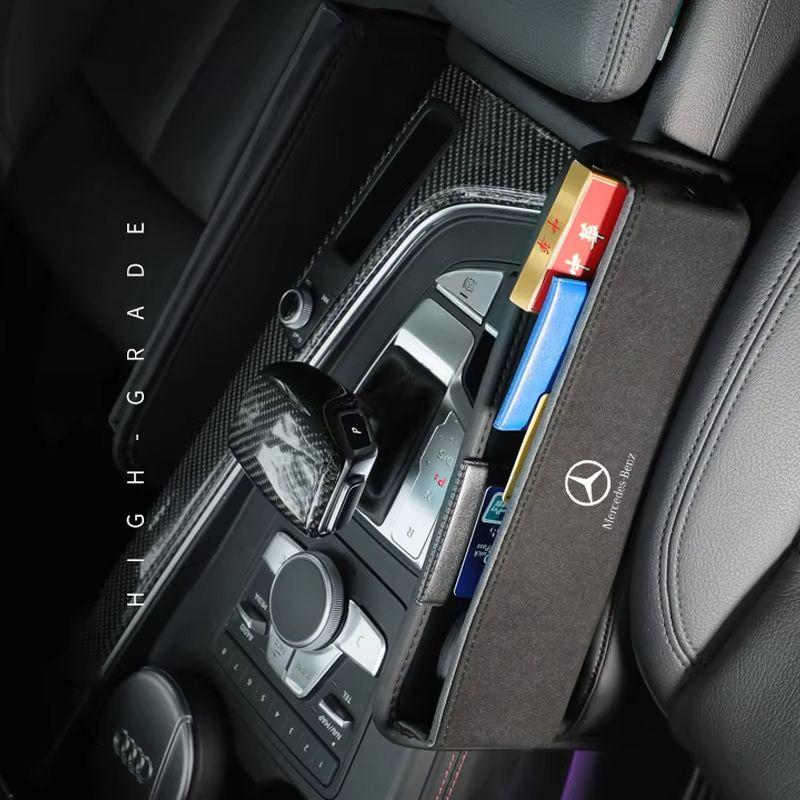 For Mercedes Benz Car Logo Seat Gap Organizer Box Storage Bag W204 W205 W203 W211 W212 W213 W201 W210 W124 W126 CLA CLK CLS GLA  Z7