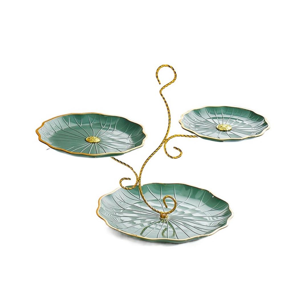 Kakefat med stor kapasitet, grenformet, stabilt, trelags fruktfat, 3-etasjers serveringsbrett, kjøkken