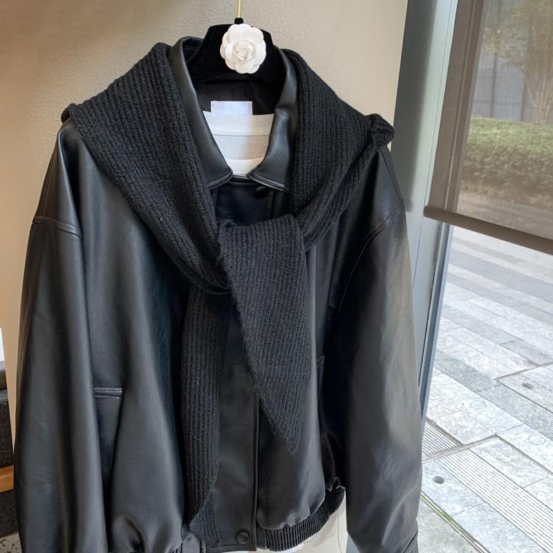 Koreanischer Stil Gestrickte Sturmhaube mit Schal Damen Winter Warm Ohrenschützer Mütze in Schwarz Mokka Grau Blau Weiß Rot