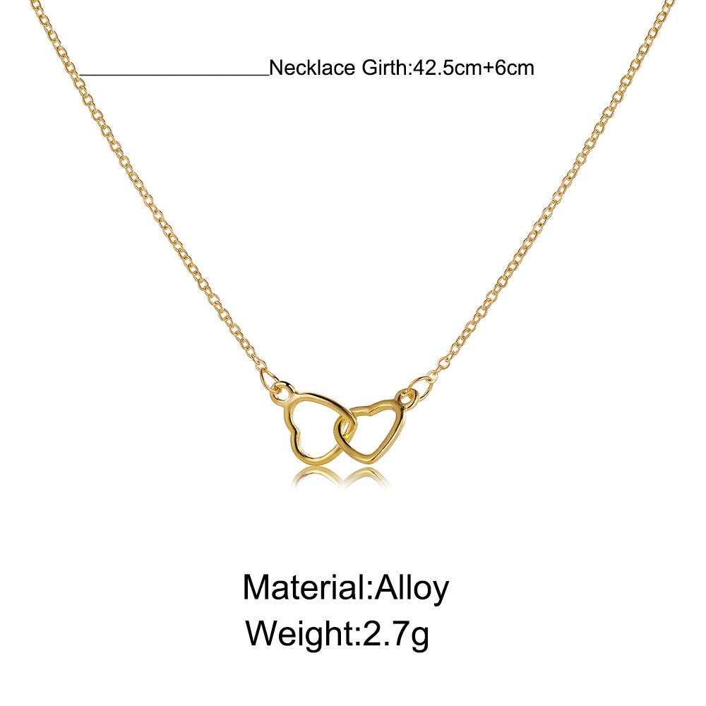 SUMENG 2025 New Elegant Gold Color Double Heart Pendant Necklace for Women, Wedding Couple Choker Crafted Friends Jewelry Gift