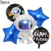 Astronauten, Weltraumraketen, Latexballons, Dekorationen für Kinder-Themenparty, Schwarze und blaue runde Ballons