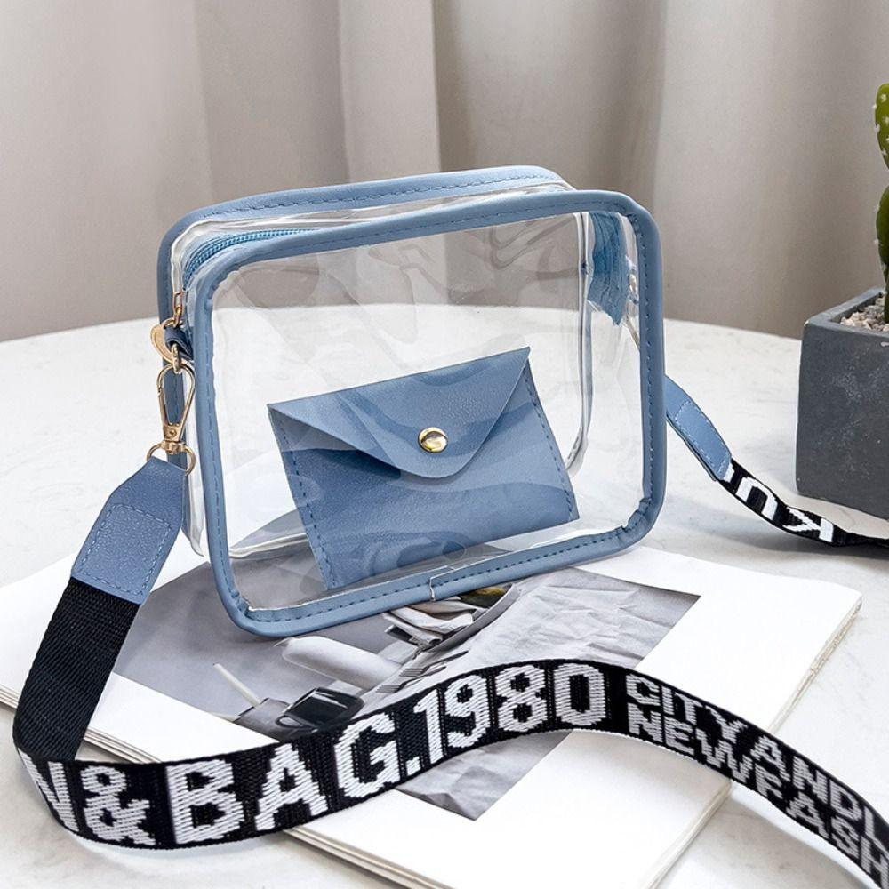 Transparent Crossbody Bag for Women PVC Transparent Candy Color Letter Fashion Shoulder Bag Jelly Bag Small Square Bag
