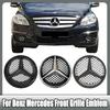 Car Front Grilled Star Emblem LED Illuminated Logo Glossy Black Border and Chrome Silver For Mercedes Benz W204 W245 X204 Class