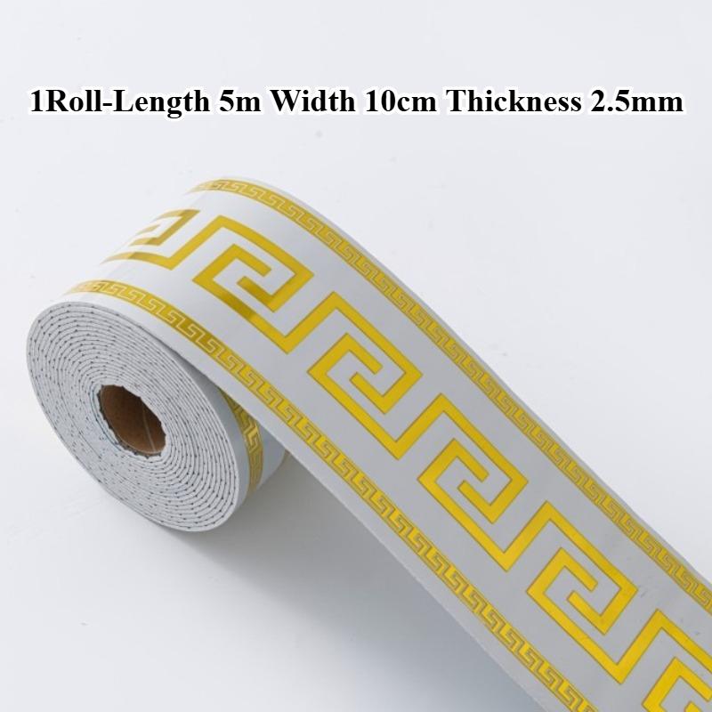 2 Rolls Self-Adhesive Waistline Printed Tape Foam Self-Adhesive Corner Trim for Ceiling Office Living Room Door Frame