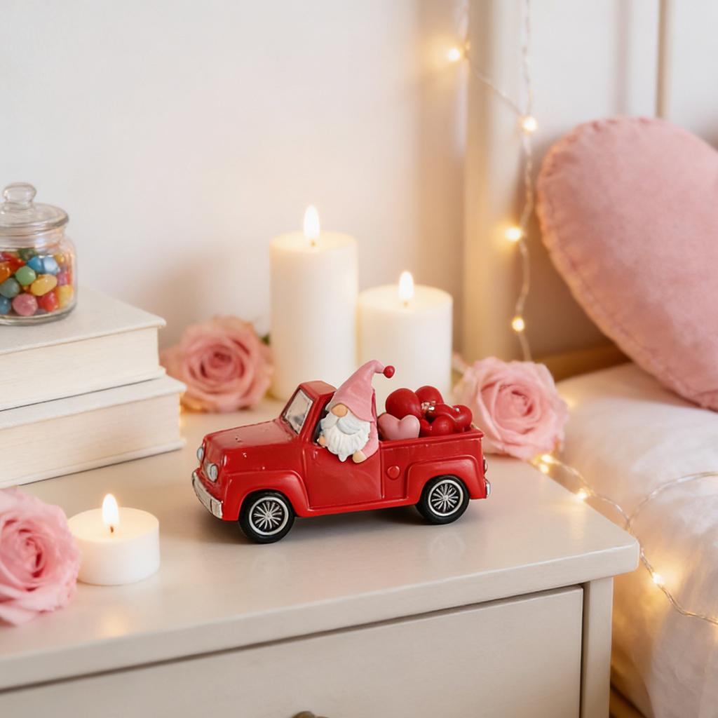 Valentine's Day Truck Series Dwarf Elderly Driver Love Desktop Decoration Resin Crafts Atmosphere Ornament