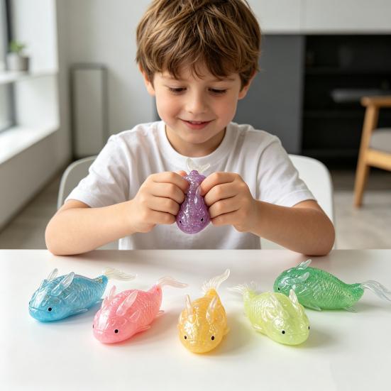 Maltose Glow Arowana Squeeze Toy Slow-Rising Silicone Fidget for Stress Relief Cute Fish-Shaped Decompression Gadget for Kids Adults