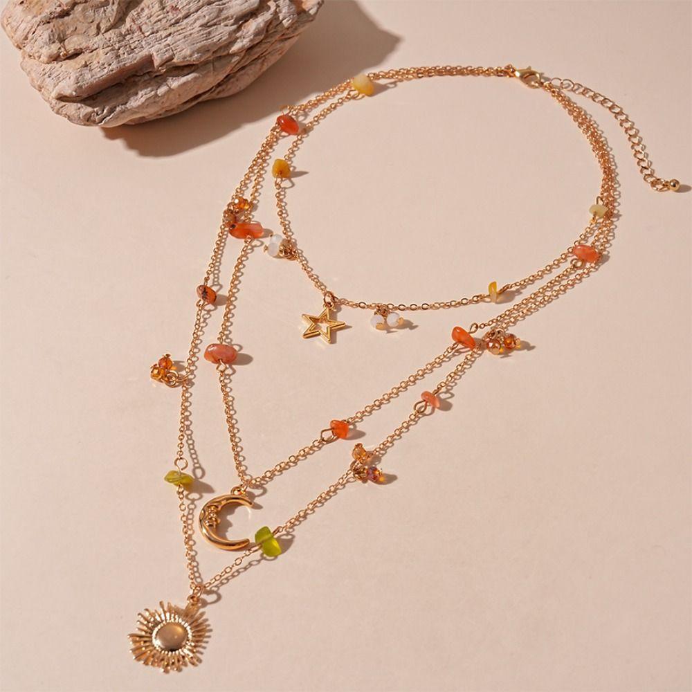 Pendant Clavicle Chain Women Bead Bowknot Clavicle Necklace Fashion Y2K Multilayer Necklace  Ladies