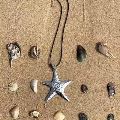 Colar Statement Estilo Boêmio Pingente Grande Estrela Para Mulheres Meninas Retro Exagerado Pingente Estrela do Mar Acessórios Presentes
