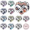 925  Silver January-December Birthday Stone Love Zircon Pendant Bead Fit Charms Necklace Bracelet Women Jewelry DIY Gift