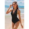 One-piece bikini sexy deep V swimsuit strappy neck print high waist swimsuit