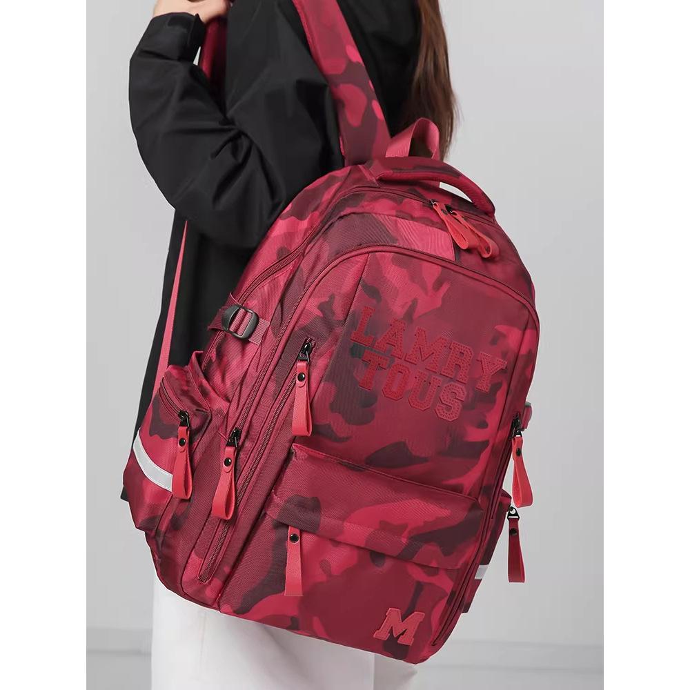 Schoolbag Fashion Camouflage School Bag Men's Large Capacity Junior High School Girls Outdoor Travel College Student Computer Backpack