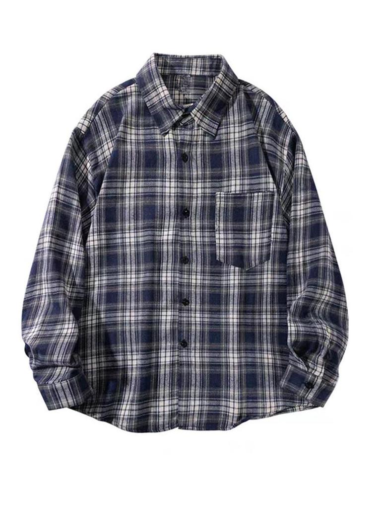 Women's Plaid Long Sleeve Korean Style Cardigan Shirt - Loose Retro Jacket for Spring and Autumn