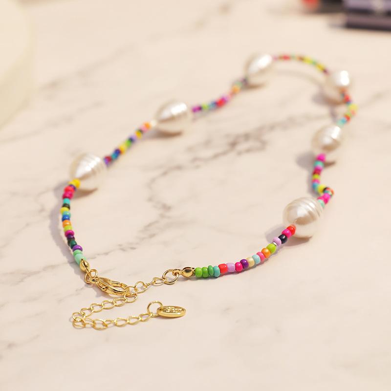 Baroque pearl necklace korean and japanese style colorful pearl clavicle chain